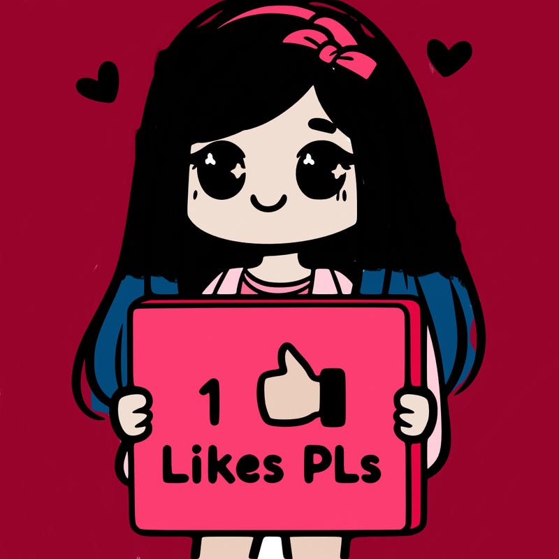 girl holding a sign saying 10 likes pls