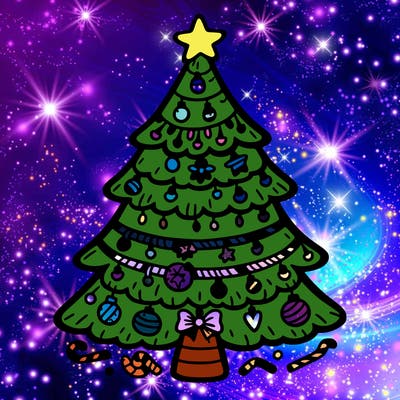 christmas tree with lots of details