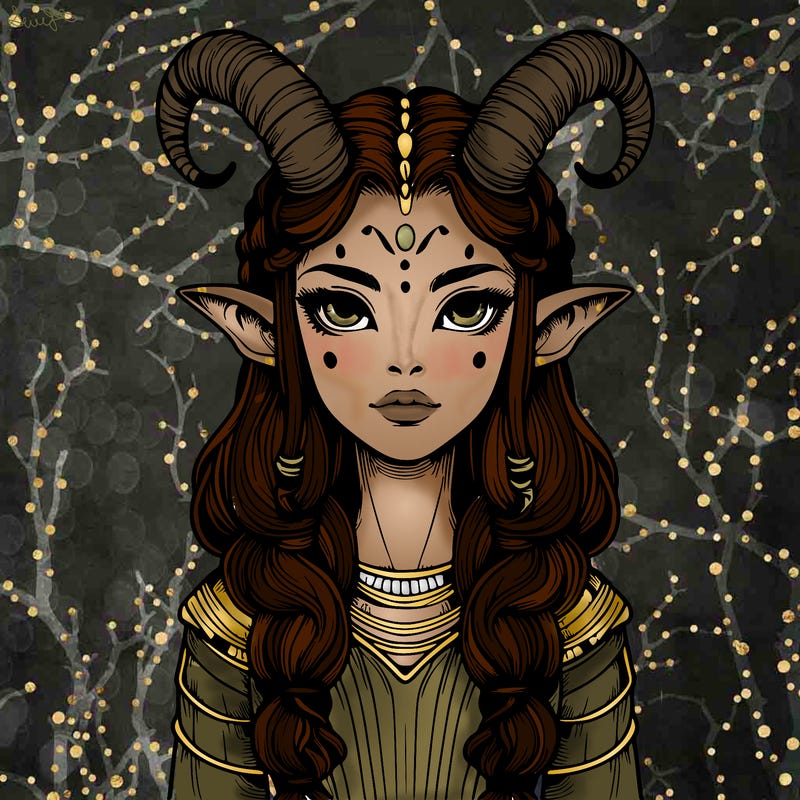 realistic alien girl with horns