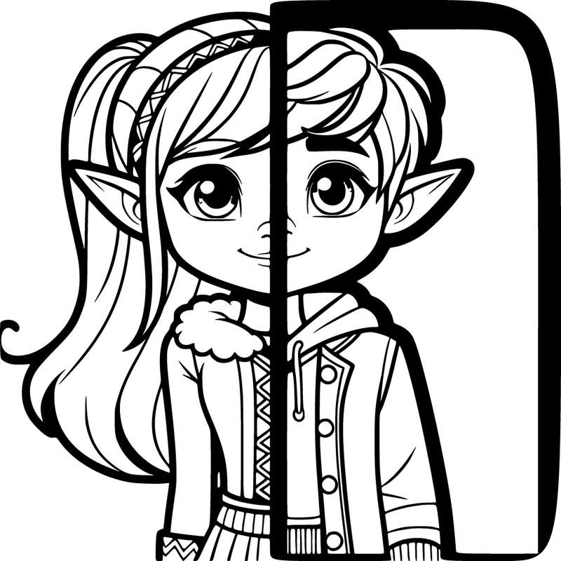 girl elf and boy elf teen split in have