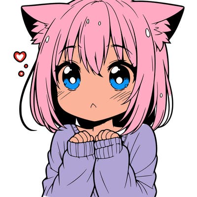 shy anime catgirl