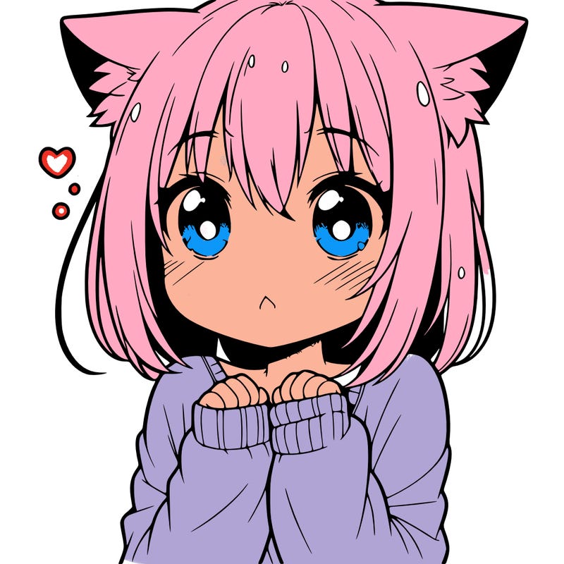 shy anime catgirl