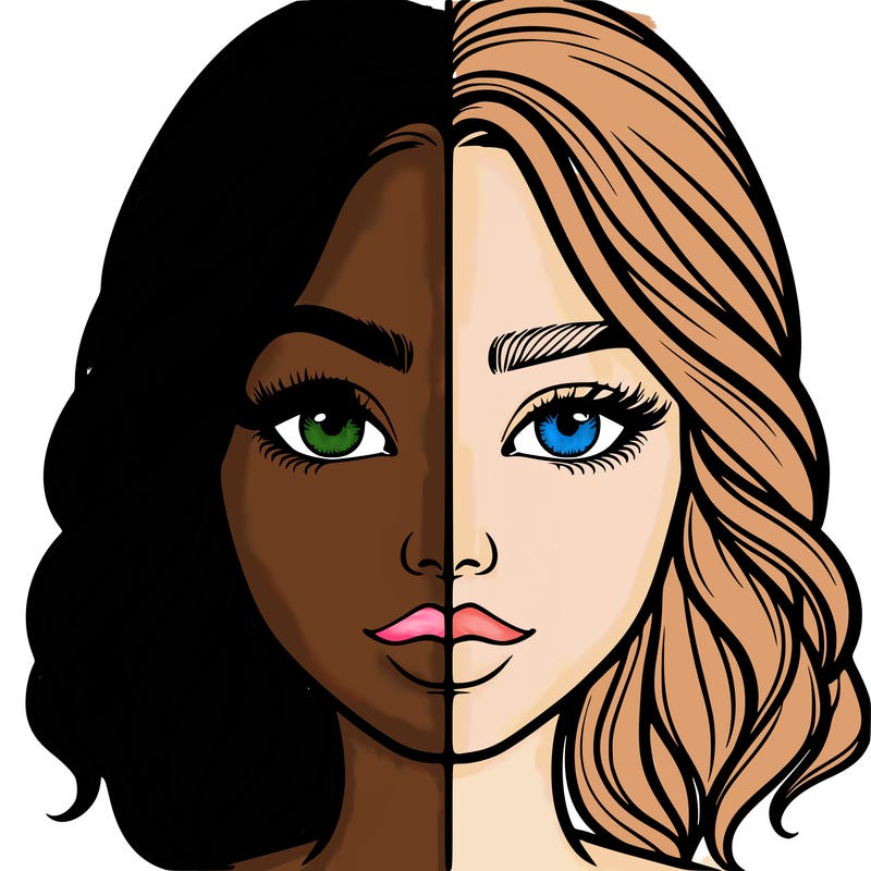 realistic girl split half