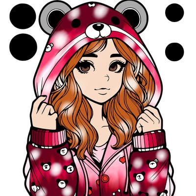 realistic girl in a animal pjs hoodie