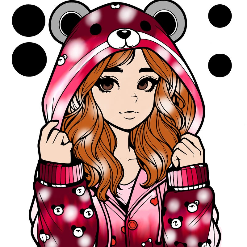 realistic girl in a animal pjs hoodie