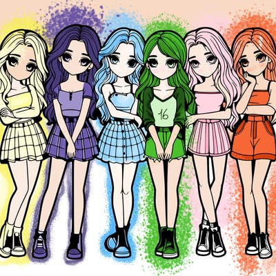 a group of girls realistic