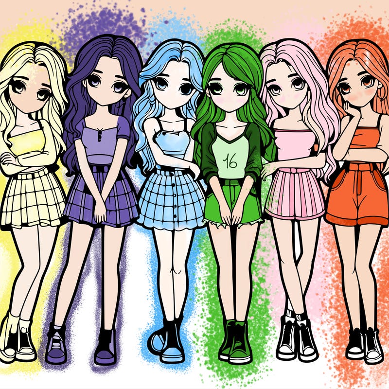 a group of girls realistic