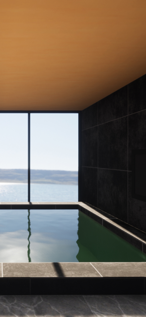 Escape Game: The Lake View - Luxury indoor bath overlooking a peaceful lake and mountains.
