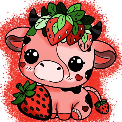 cute strawberry cow