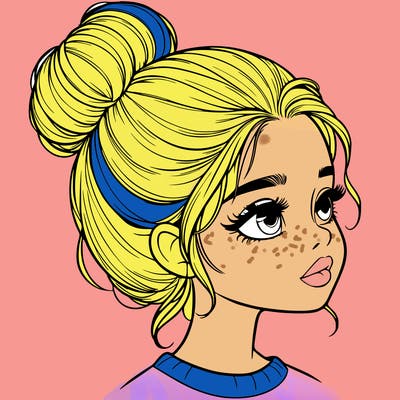 realistic girl with bun