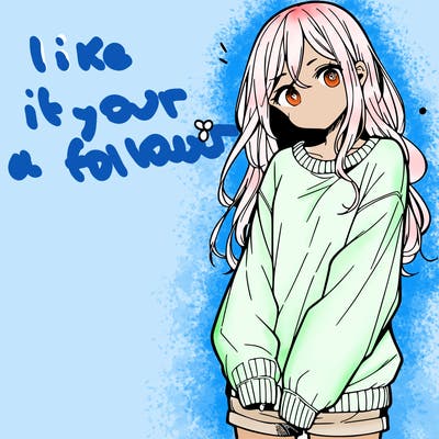 manga teen girl  in a sweater and baggy pants