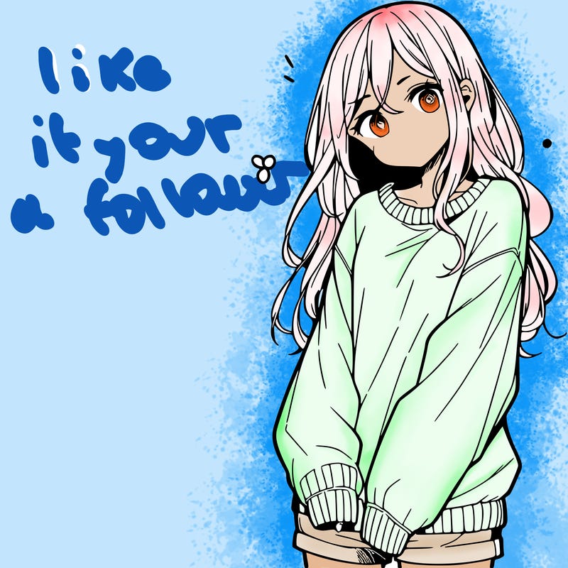 manga teen girl  in a sweater and baggy pants