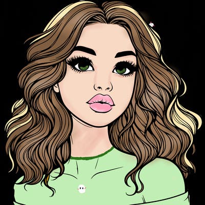 realistic girl with wavy hair and lips