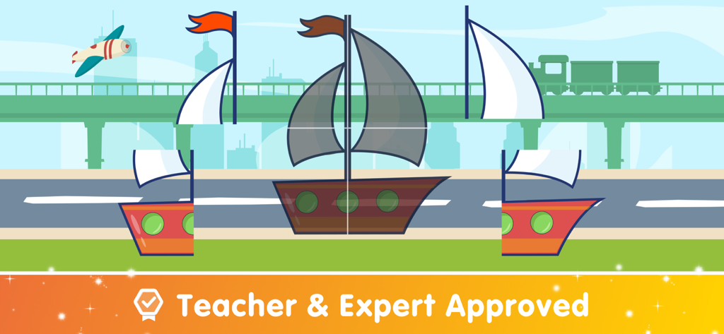 Baby & Toddler Puzzle Games - Juego de puzles educativo de barcos para niños pequeños con una insignia de Aprobado por Maestros y Expertos.