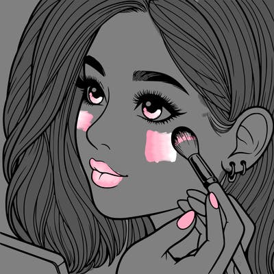 a realistic girl doing her makeup