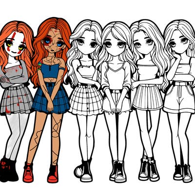 a group of girls realistic