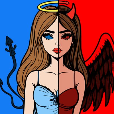 devil vs angel realistic girl