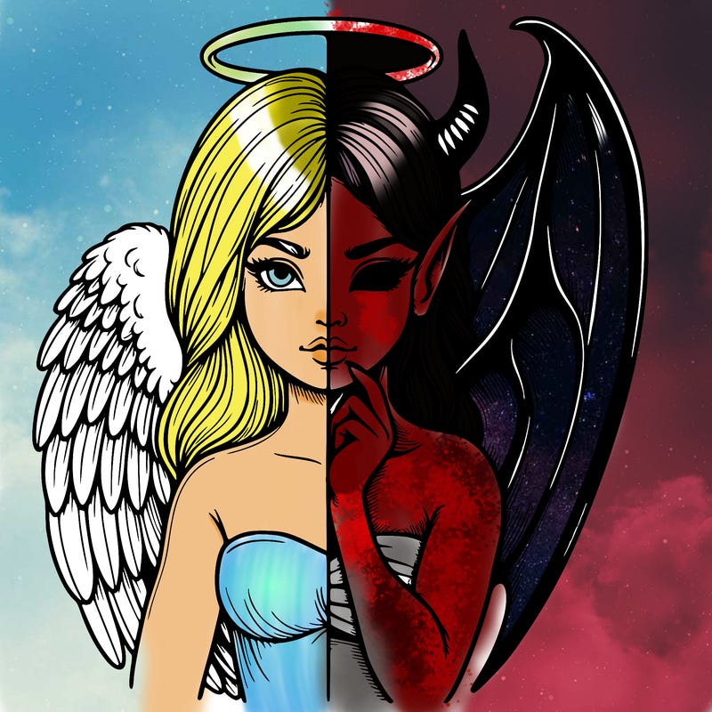 realistic angel half demon