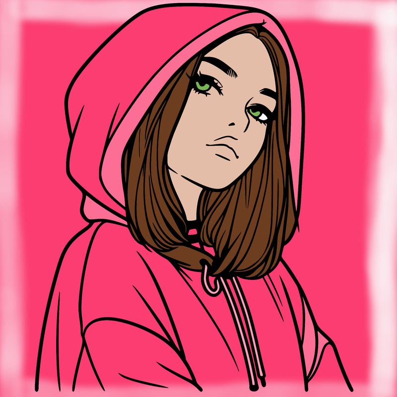 a realistic girl in a hoodie
