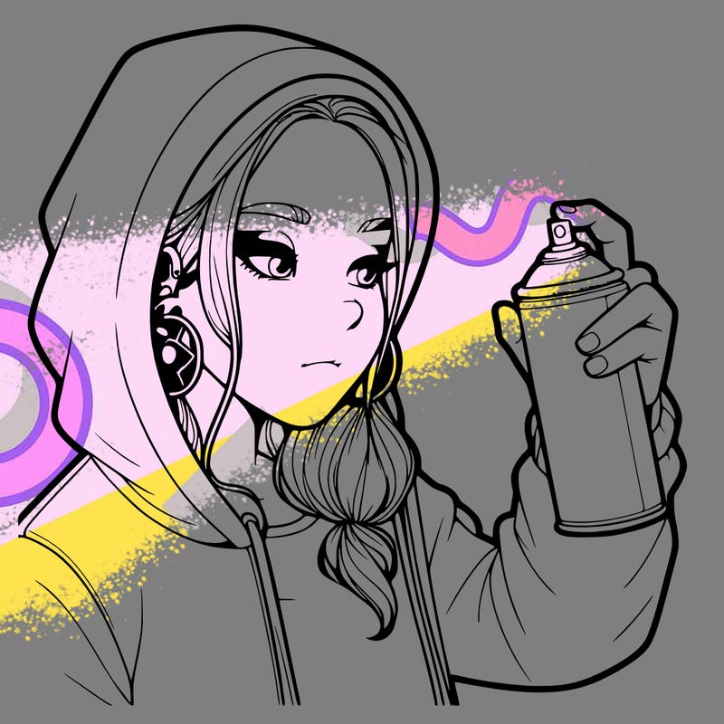 a realistic girl, spray painting