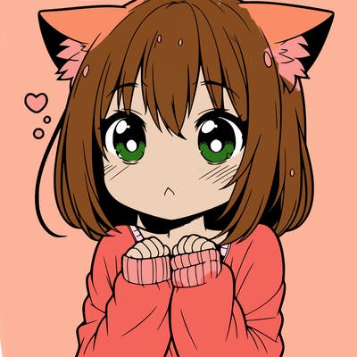 shy anime catgirl