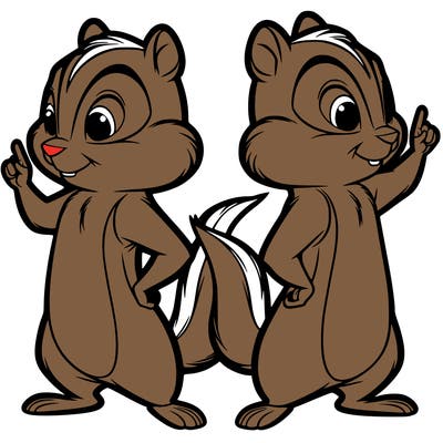 two tamias standing up split realistic