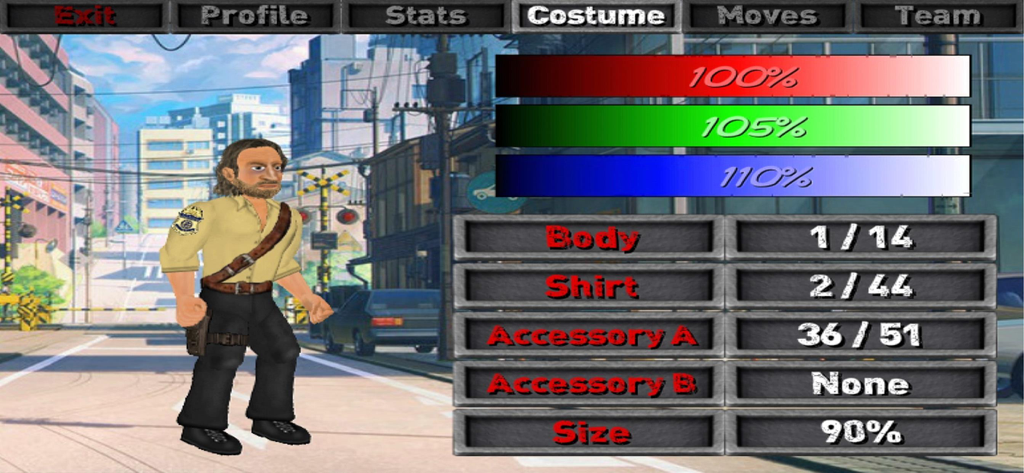 Extra Lives - A character customization screen in Extra Lives showing options for body, shirt, and accessories with color sliders.