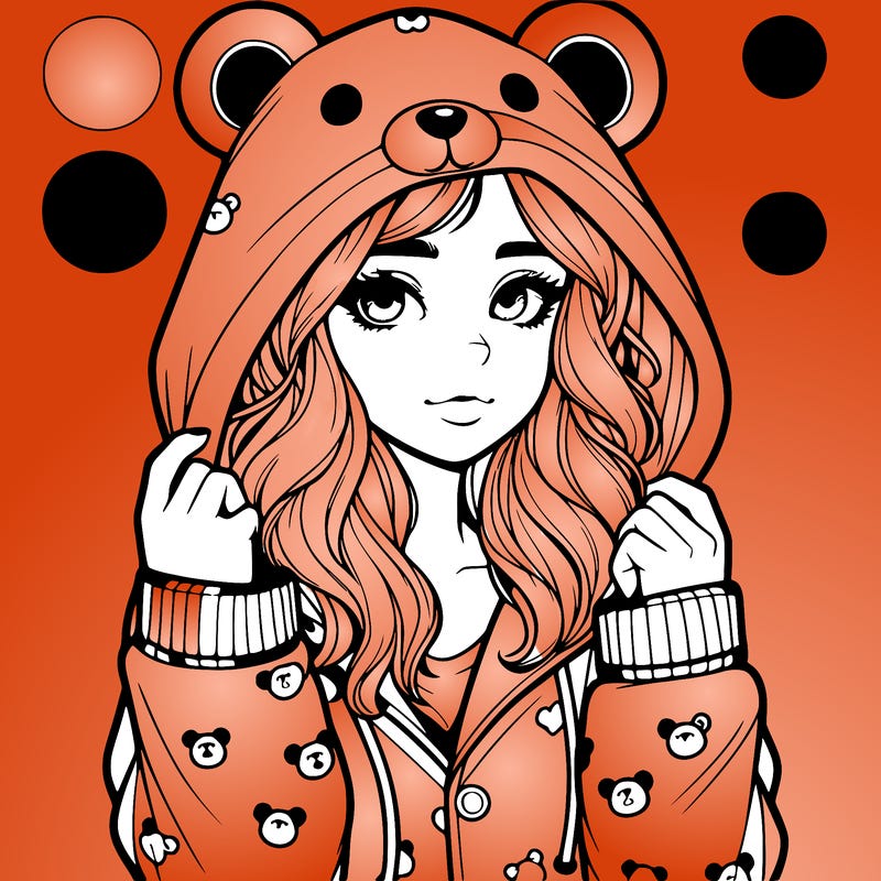 realistic girl in a animal pjs hoodie