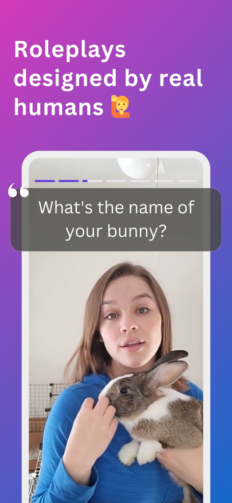 Lingopanda: Language Learning - Lingopandaアプリのスクリーンショット。実際の人間によって設計された言語学習ロールプレイングが表示されています。