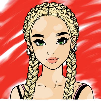 realistic girl with braids