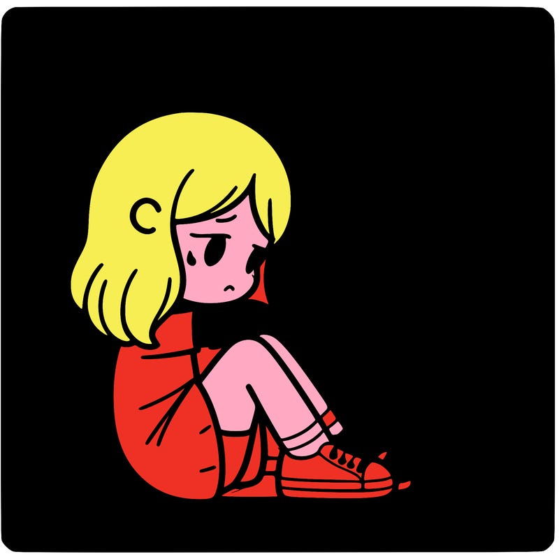 sad girl in corner.