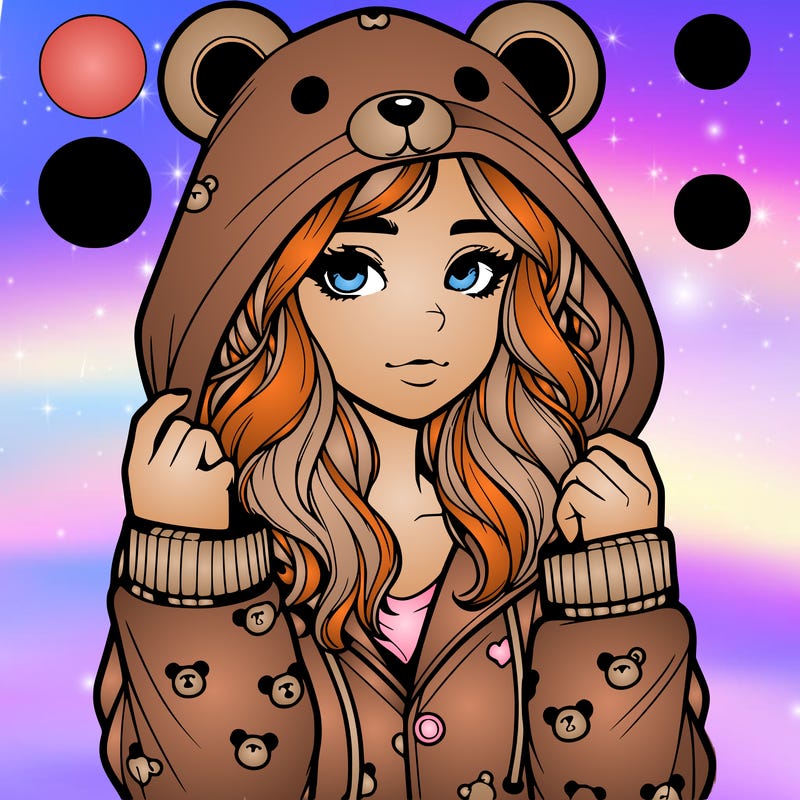 realistic girl in a animal pjs hoodie