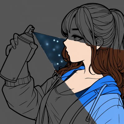 a realistic girl spray, painting