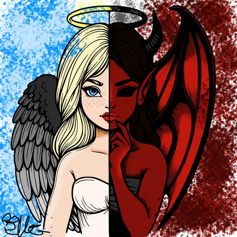 realistic angel half demon