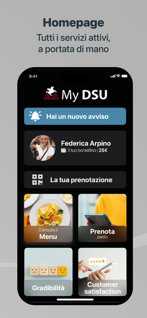MyDSU - MyDSU app homepage showing student dining services and meal booking options