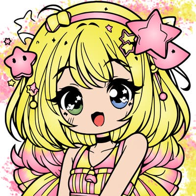 cute anime girl with star accessories