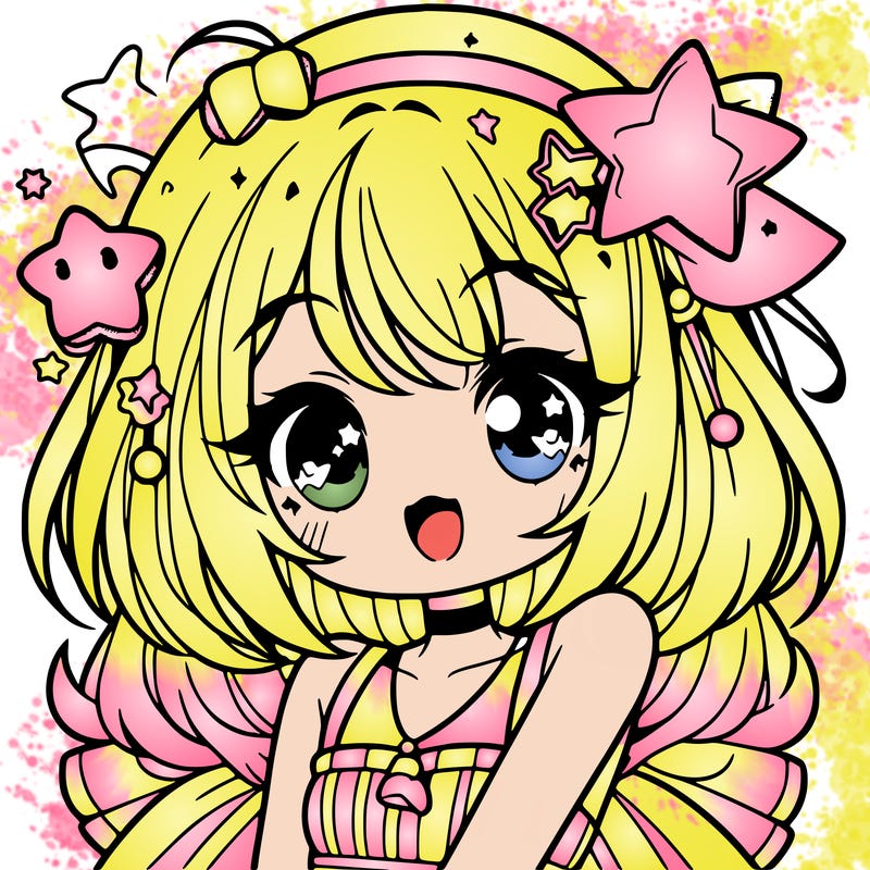 cute anime girl with star accessories