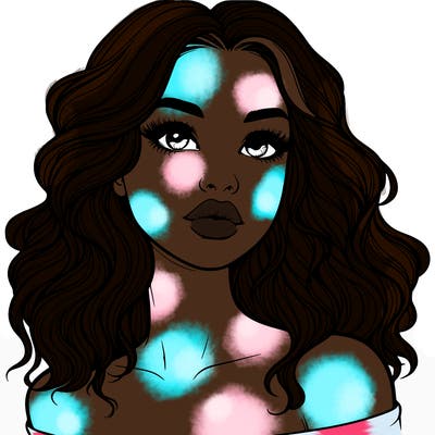 realistic girl with wavy hair and lips