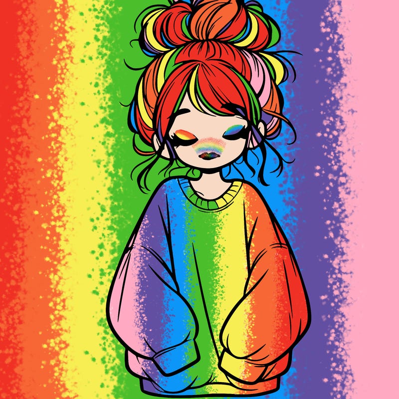 girl with baggy sweatshirt and messy bun