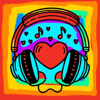 music headphones with a heart