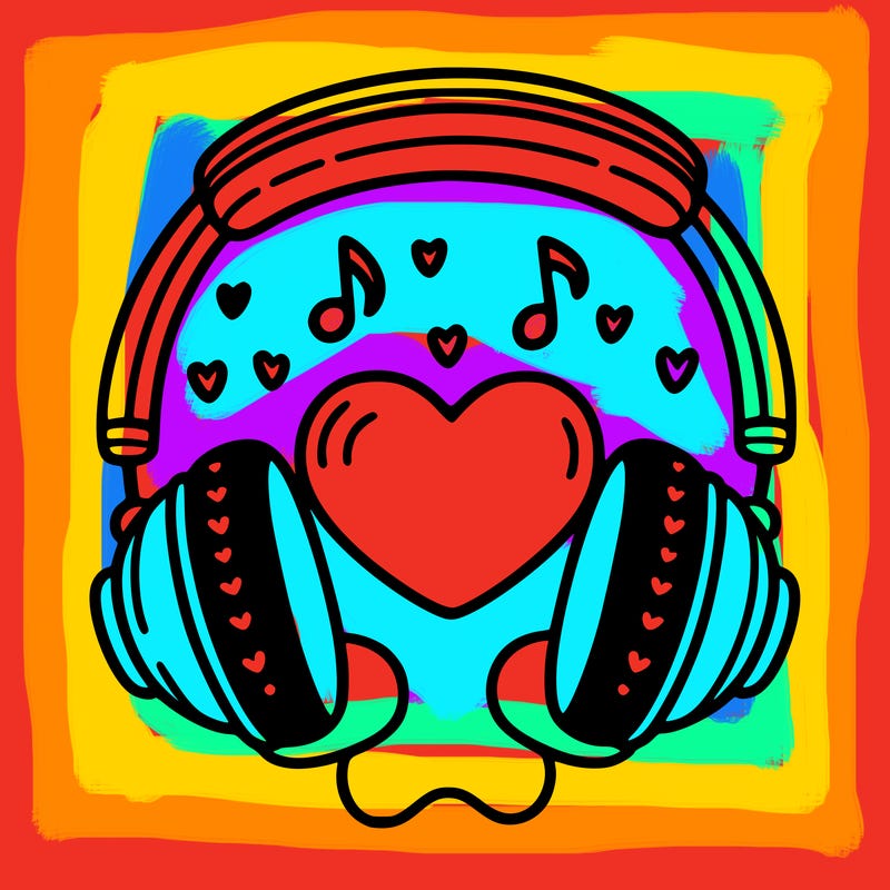 music headphones with a heart