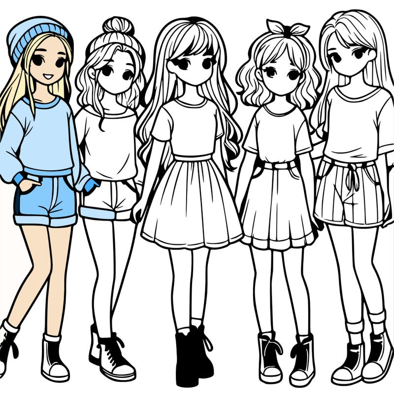 a group of five girls