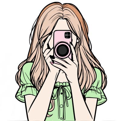 a realistic girl holding her phone taking pictures