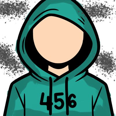 a person with non face waering a hoodie with a 456 symbol