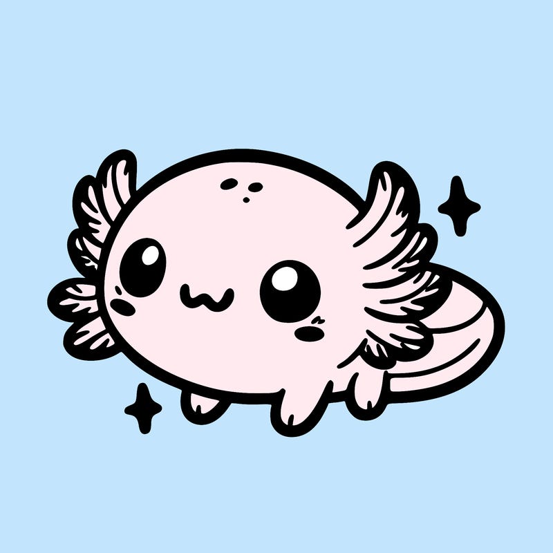 cute easy baby axolotl