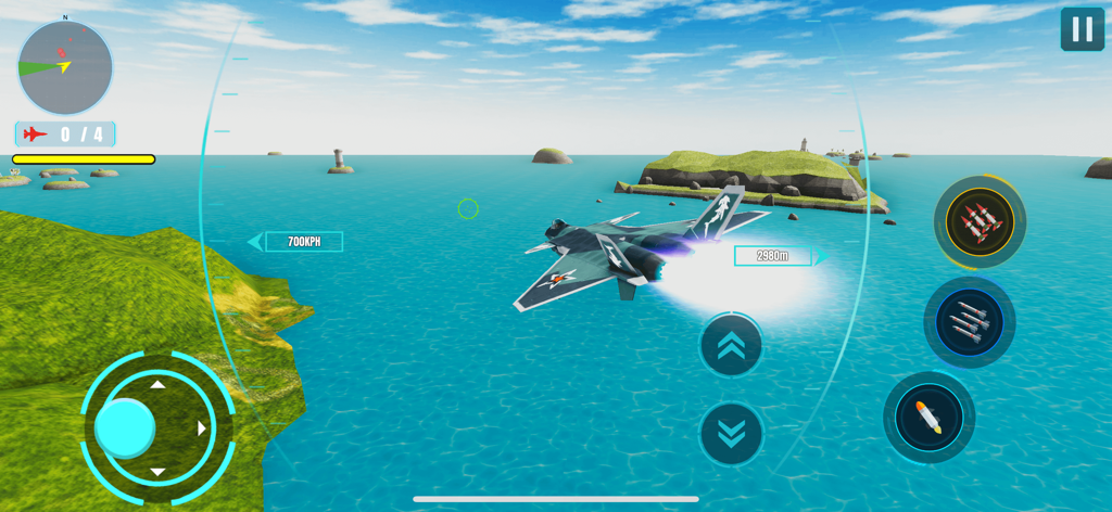 Jet Sky Warriors 3D - Fighter jet flying over the ocean in Jet Sky Warriors 3D