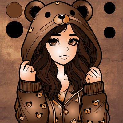 realistic girl in a animal pjs hoodie