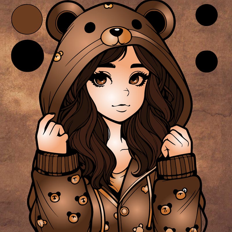 realistic girl in a animal pjs hoodie