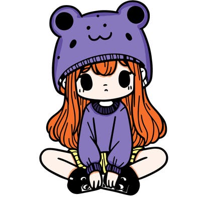 a girl wearing a frog hat and some frog socks
