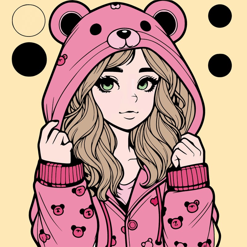 realistic girl in a animal pjs hoodie